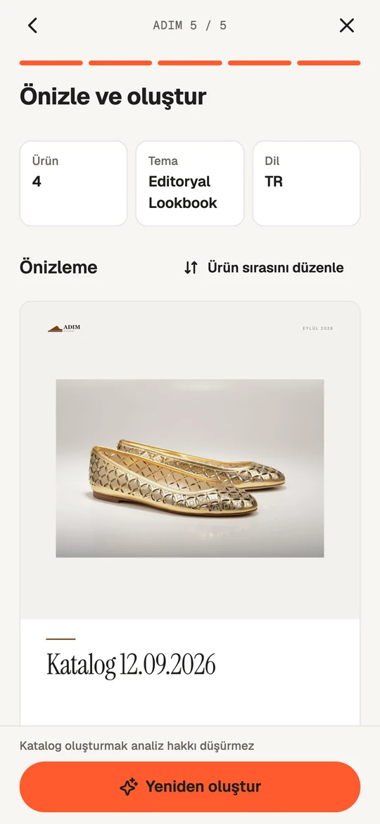 Katalog sihirbazı 5. adım: kataloğun sayfa sayfa önizlemesi